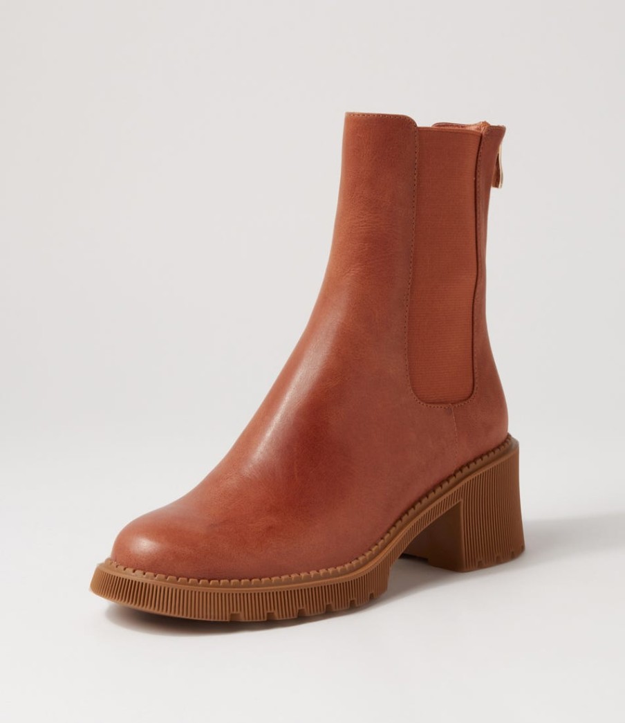 DJANGO & JULIETTE Zozo Cognac Leather Chelsea Boots | Boots