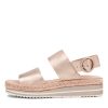 DJANGO & JULIETTE Atha Pale Rose Gold Rope Leather Sandals | Espadrilles