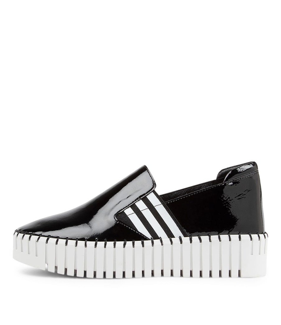 DJANGO & JULIETTE Becca Black White Patent Leather Sneakers | Sneakers