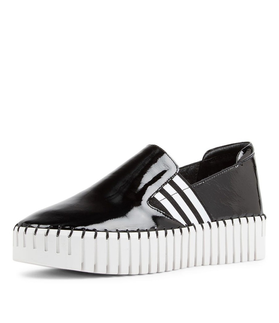 DJANGO & JULIETTE Becca Black White Patent Leather Sneakers | Sneakers