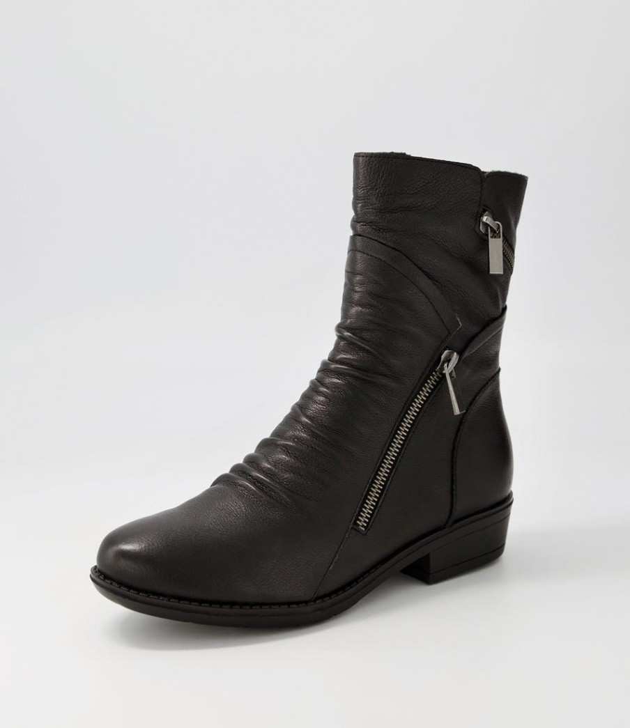 DJANGO & JULIETTE Renu Black Leather Ankle Boots | Boots