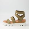 DJANGO & JULIETTE Rhean Khaki Leather Sandals | Wedges