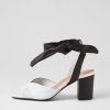 DJANGO & JULIETTE Pavoom White Black Leather Sandals | Heels