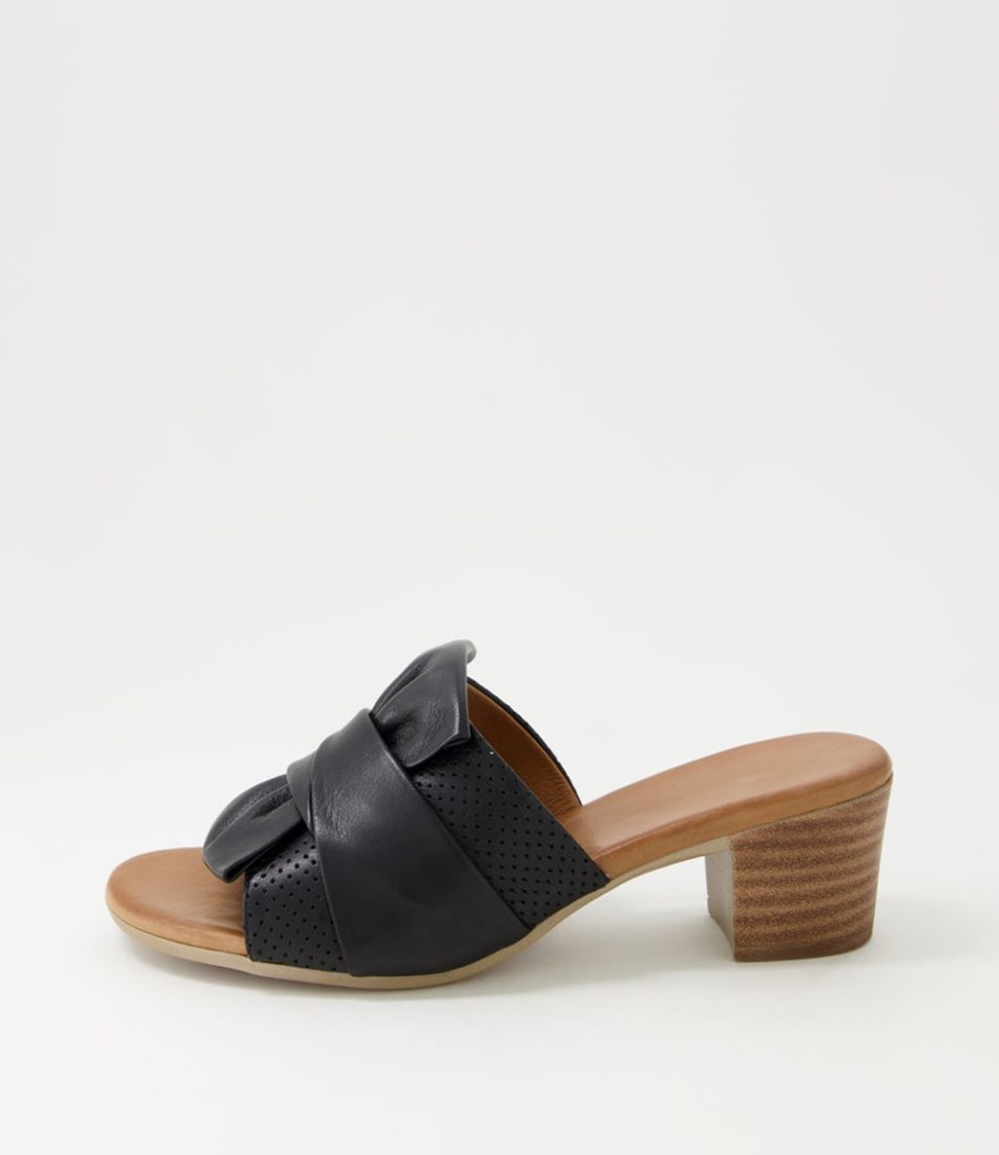 DIANA FERRARI Enom Black Leather Sandals | Heels