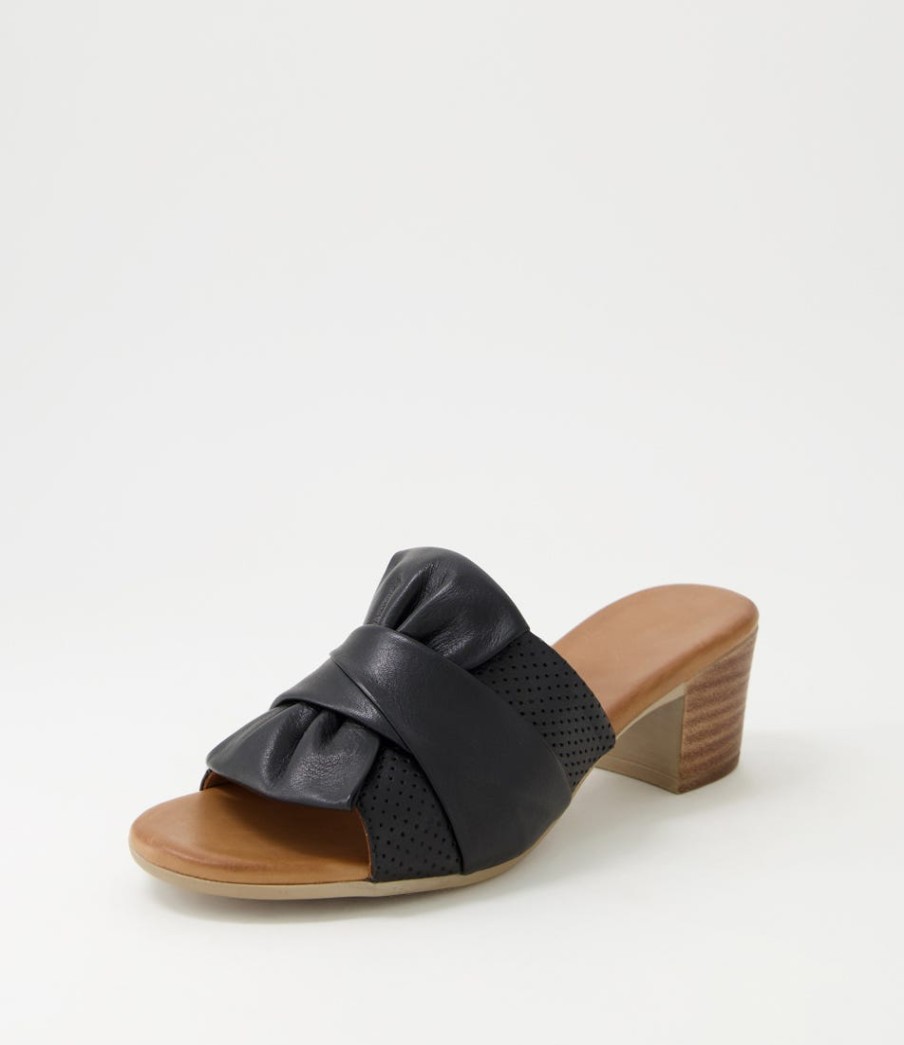 DIANA FERRARI Enom Black Leather Sandals | Heels