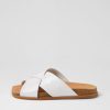 DJANGO & JULIETTE Nedal White Patent Leather Slides | Flats