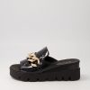 DJANGO & JULIETTE Rablise Black Patent Sole Slides | Wedges