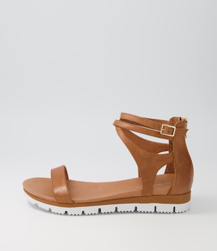 DJANGO & JULIETTE Lawun Tan Leather Sandals | Wedges