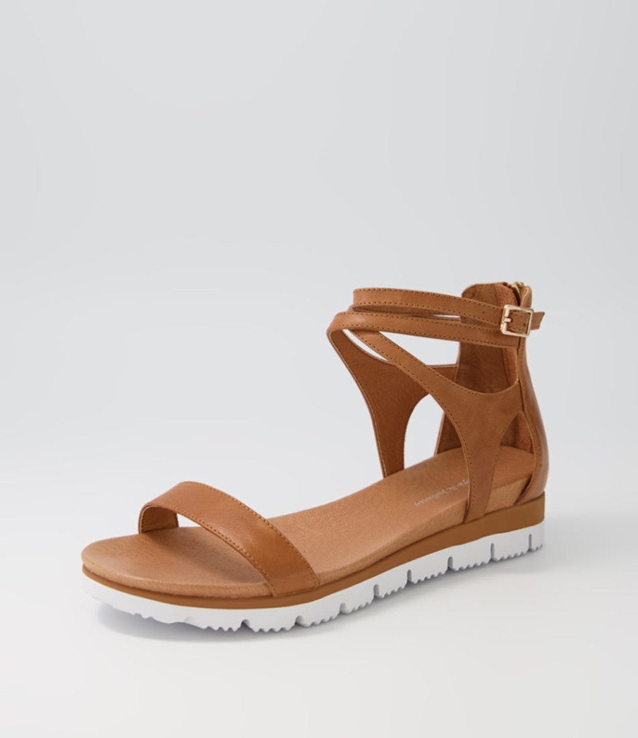 DJANGO & JULIETTE Lawun Tan Leather Sandals | Wedges