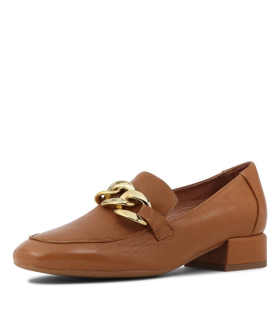 DJANGO & JULIETTE Vivandy Dark Tan Leather Heels | Loafers