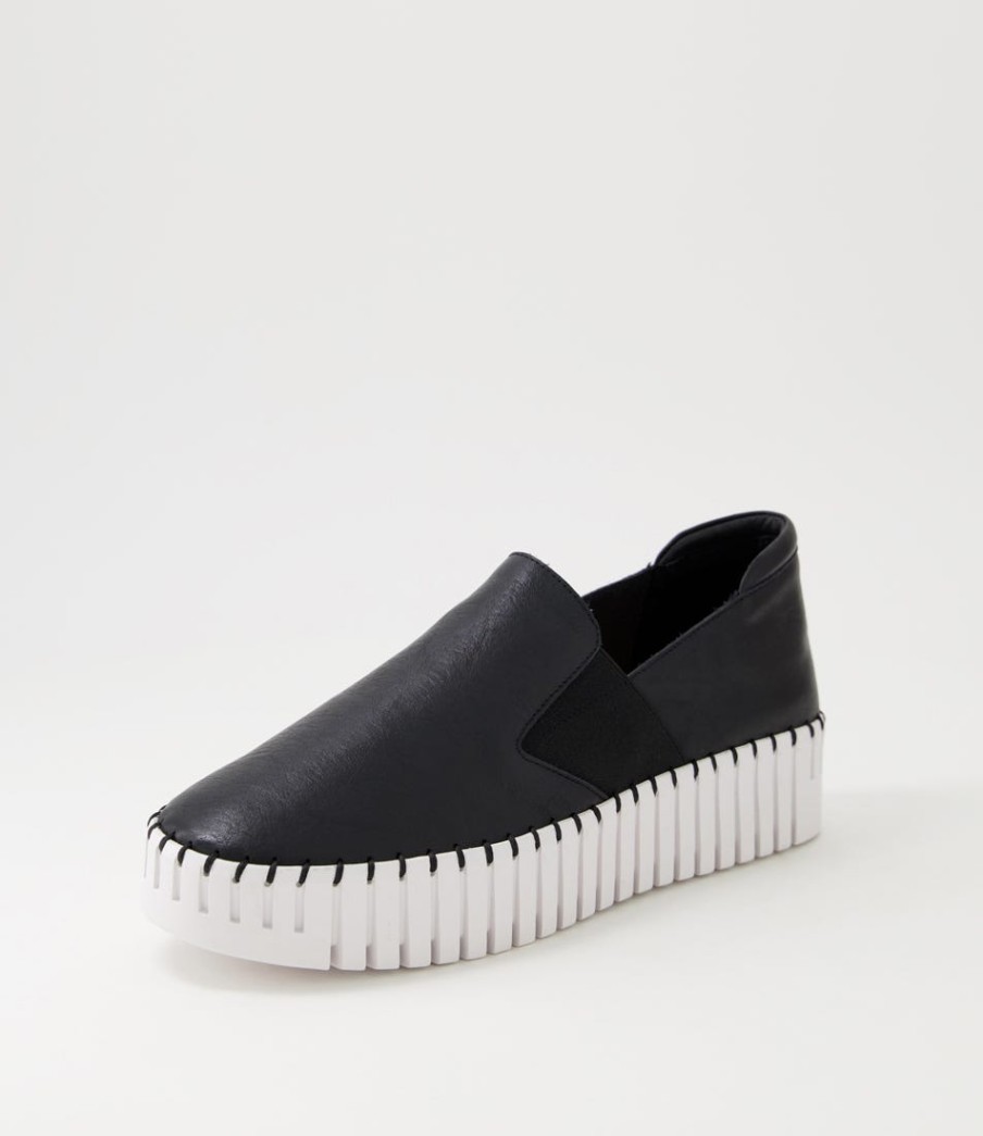 DJANGO & JULIETTE Becca Black White Leather Sneakers | Sneakers