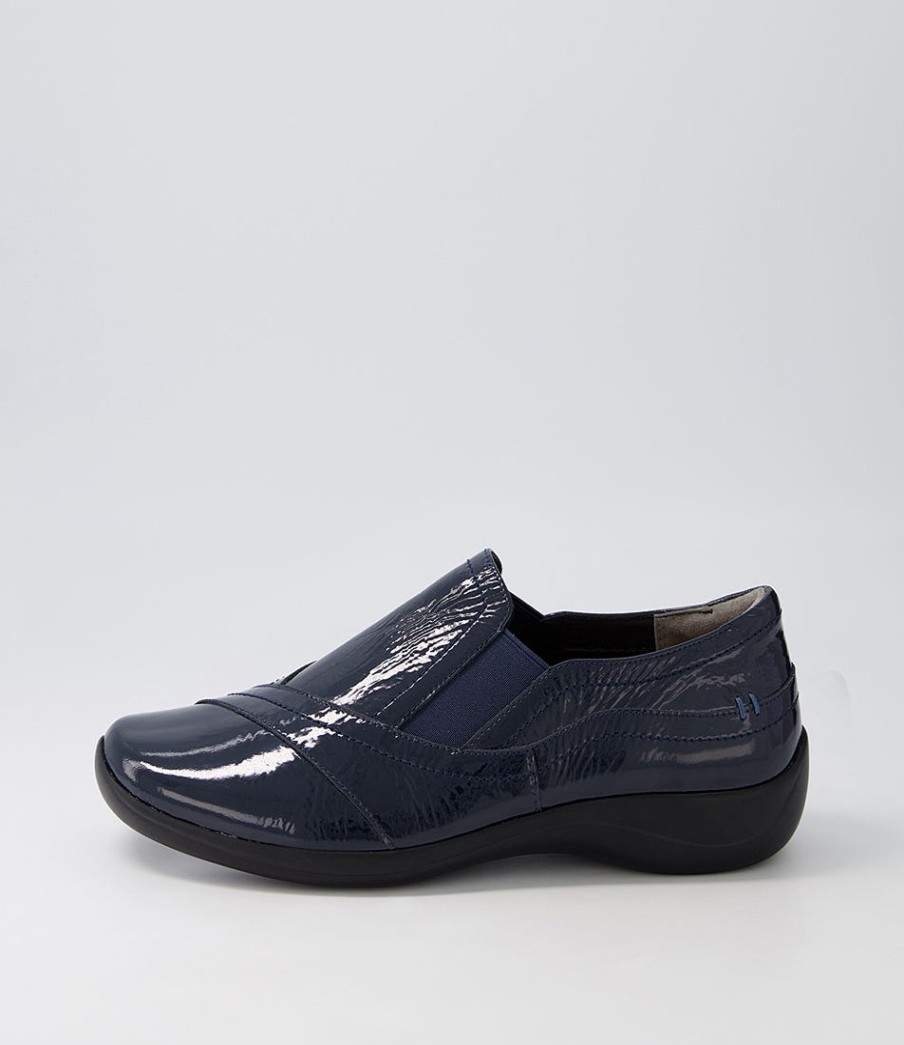 ZIERA Java Xf Navy Patent Leather Flat Shoes | Comfort