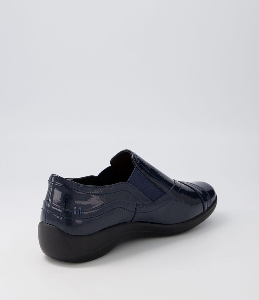 ZIERA Java Xf Navy Patent Leather Flat Shoes | Comfort