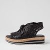 DJANGO & JULIETTE Altona Black Leather Sandals | Espadrilles