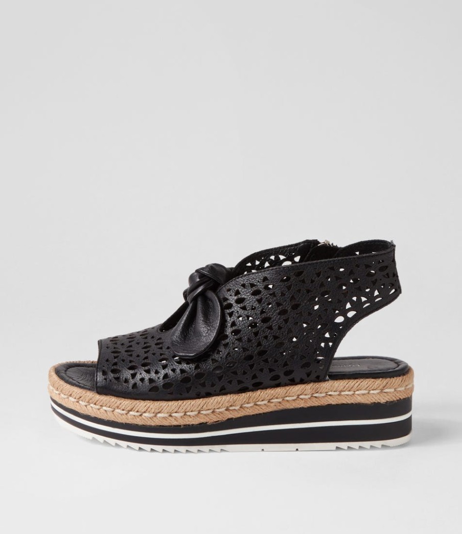 DJANGO & JULIETTE Altona Black Leather Sandals | Espadrilles