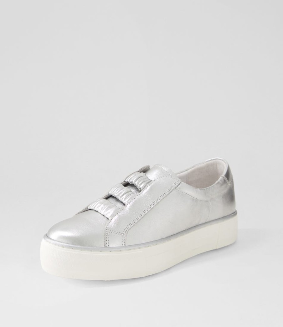 DJANGO & JULIETTE Fletary Silver Leather Sneakers | Sneakers