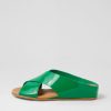 DJANGO & JULIETTE Harli Emerald Patent Leather Slides | Wedges