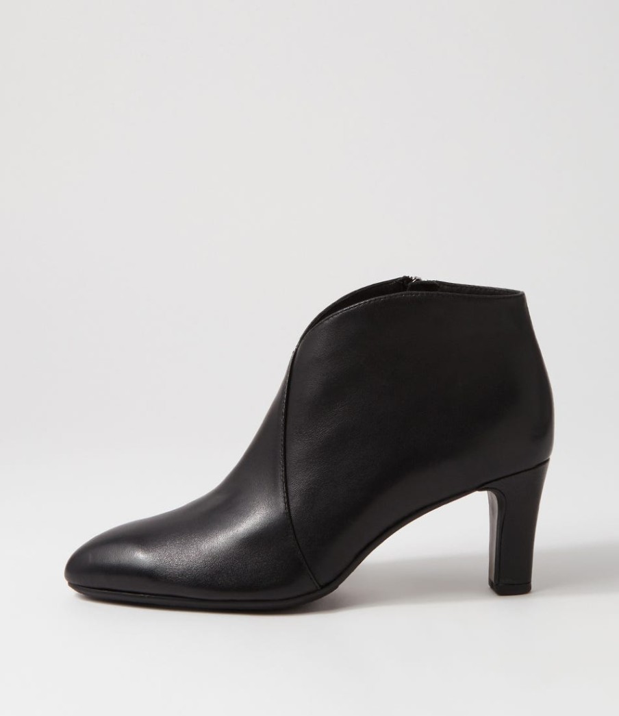 DJANGO & JULIETTE Templess Black Leather Ankle Boots | Boots