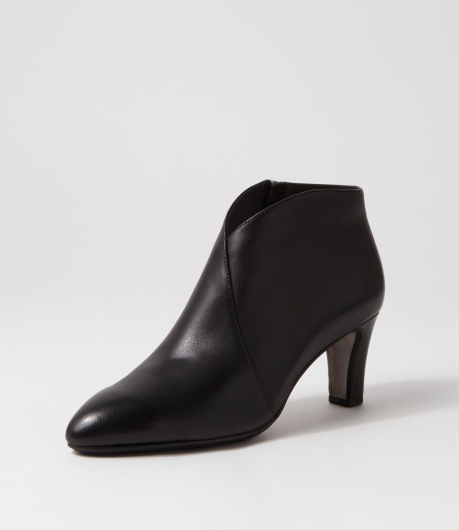 DJANGO & JULIETTE Templess Black Leather Ankle Boots | Boots