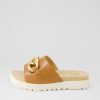 ZIERA Narry Xw Tan Leather Slides | Flats