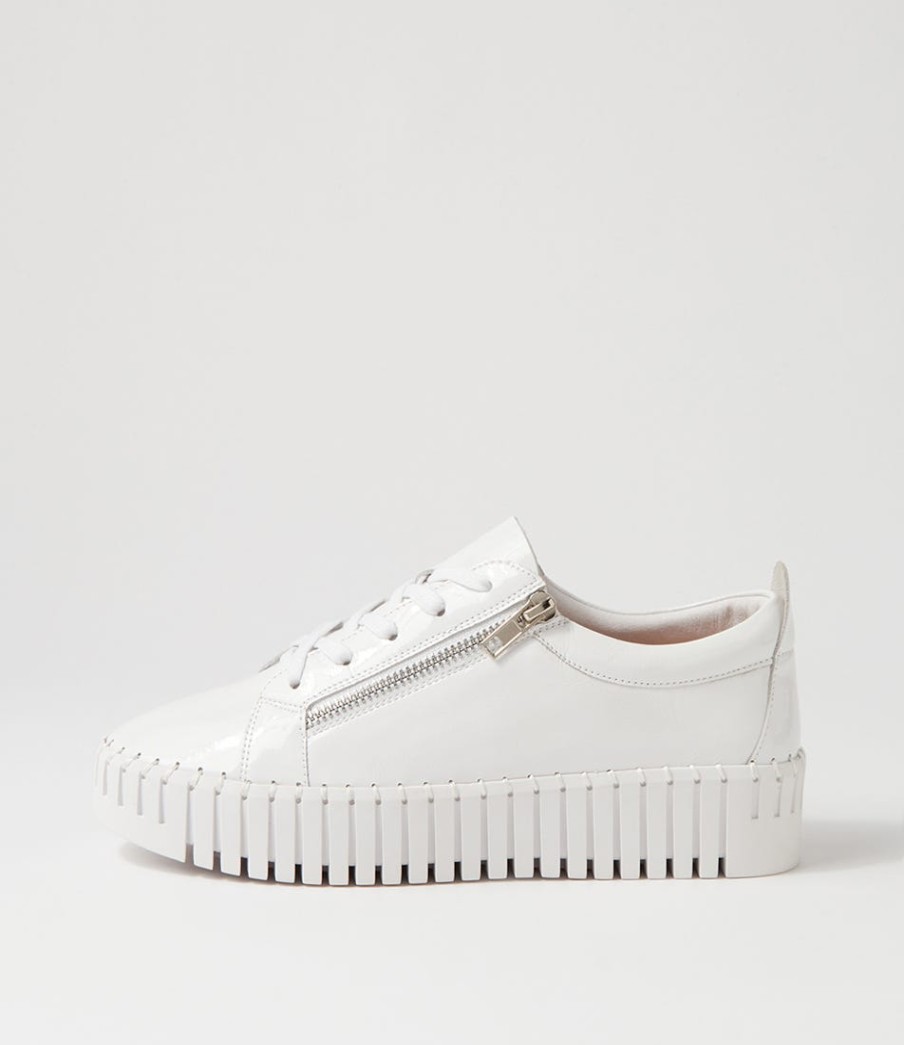 DJANGO & JULIETTE Bump White Patent Leather Sneakers | Sneakers