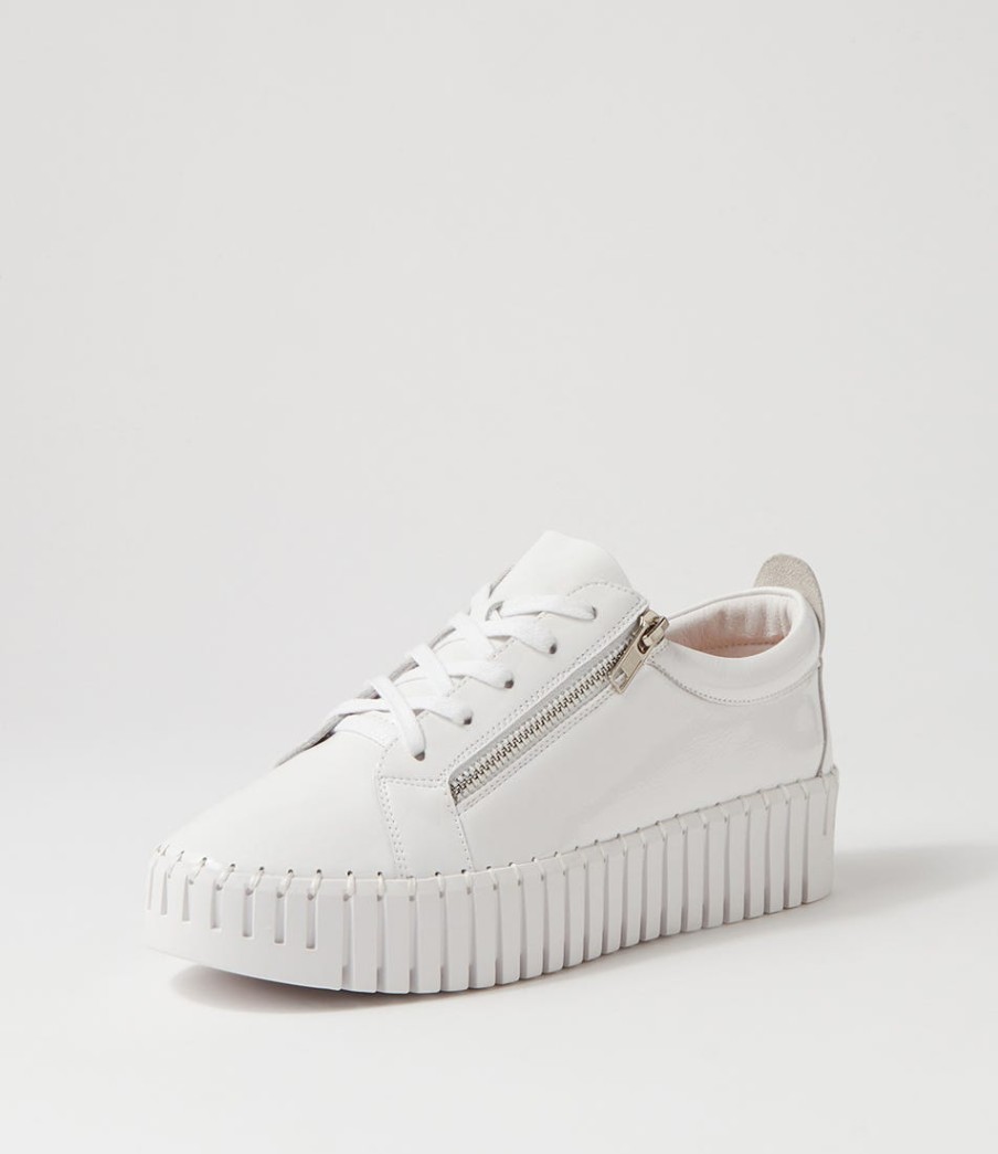 DJANGO & JULIETTE Bump White Patent Leather Sneakers | Sneakers