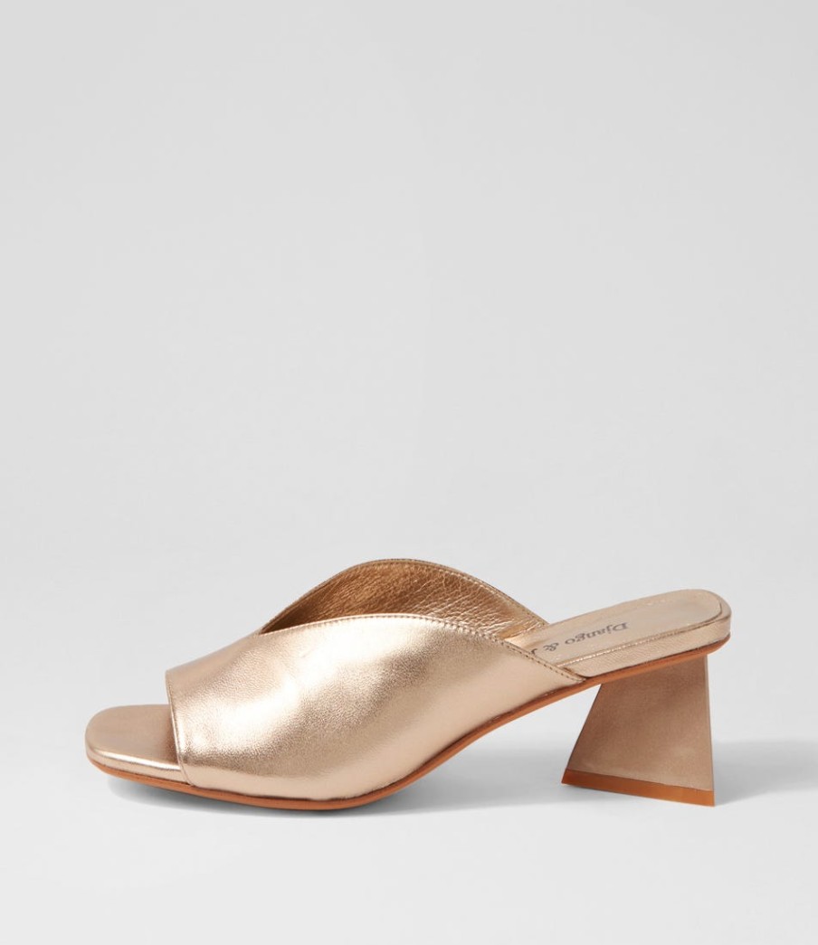 DJANGO & JULIETTE Inkley Champagne Leather Sandals | Heels