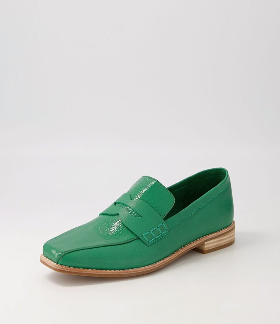 DJANGO & JULIETTE Agape Dark Emerald Spearmint Patent Leather Loafers | Loafers