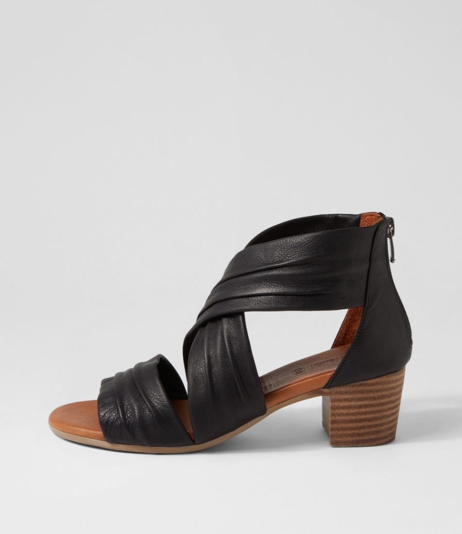 DIANA FERRARI Enko Black Leather Sandals | Heels