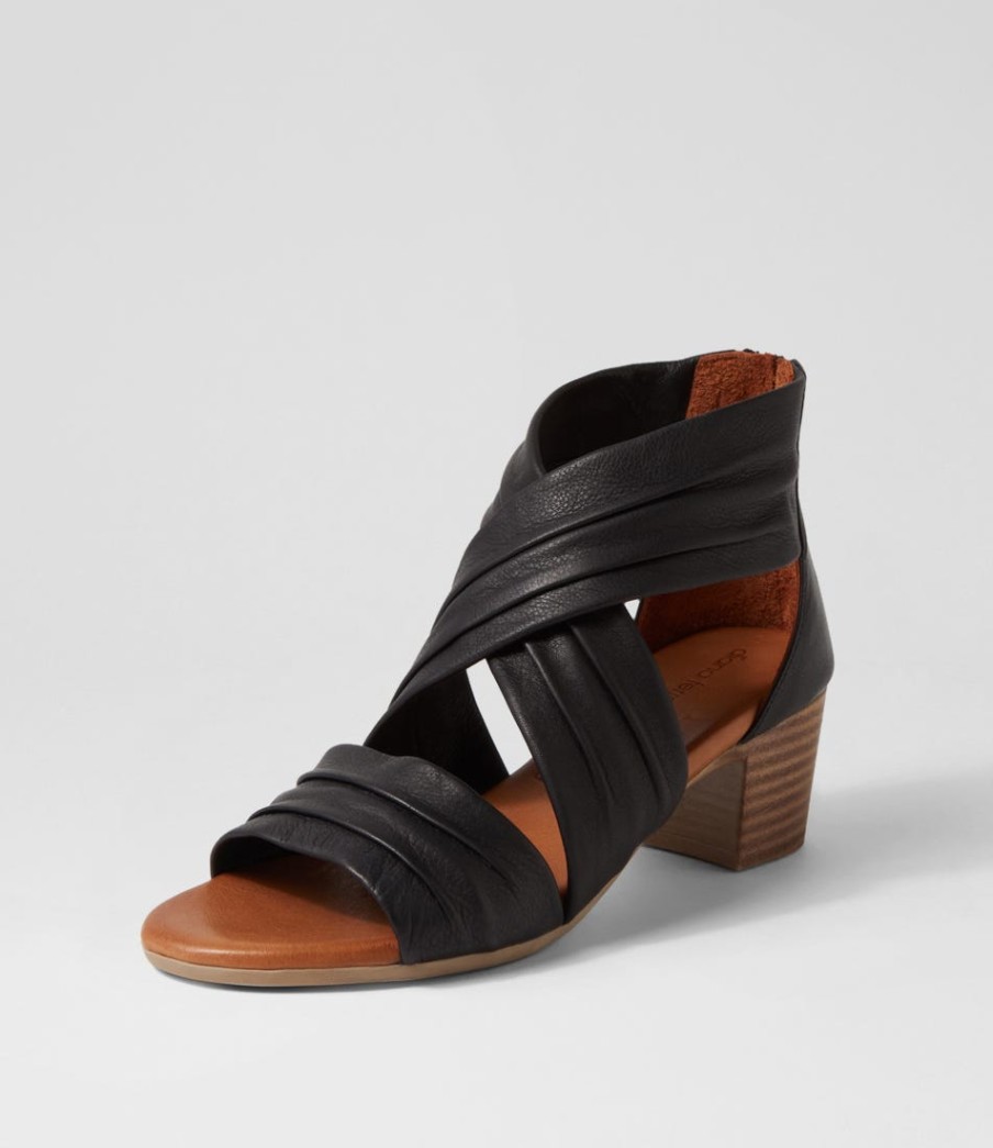 DIANA FERRARI Enko Black Leather Sandals | Heels