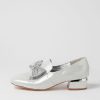 DJANGO & JULIETTE Grenada Silver Shimmer Leather Jewels Heels | Loafers