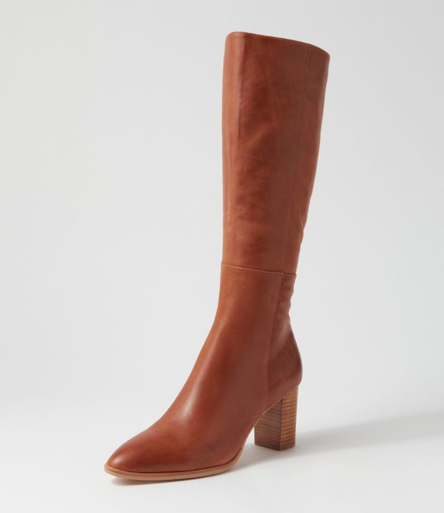 DJANGO & JULIETTE Allouta Cognac Leather Knee High Boots | Boots